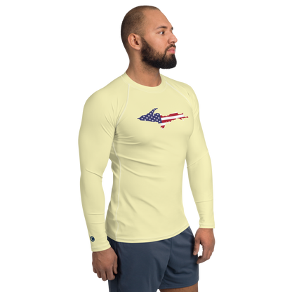 Michigan Upper Peninsula Rash Guard (w/ UP USA Flag) | Men's - Canary Yellow