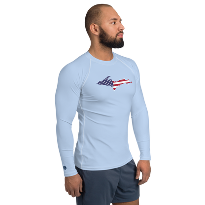 Michigan Upper Peninsula Rash Guard (w/ UP USA Flag) | Men's - Light Blue