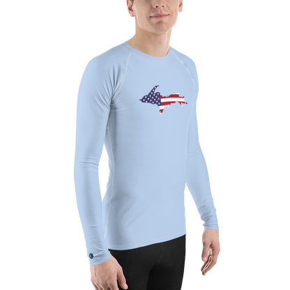 Michigan Upper Peninsula Rash Guard (w/ UP USA Flag) | Men's - Light Blue