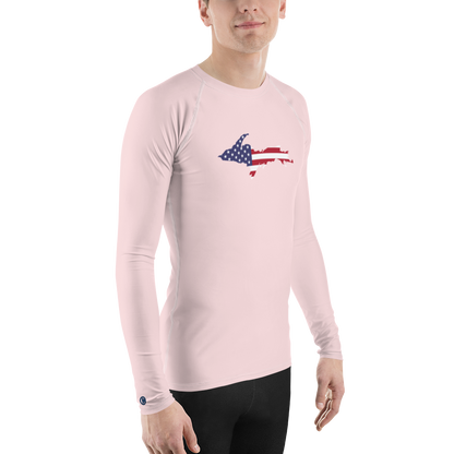 Michigan Upper Peninsula Rash Guard (w/ UP USA Flag) | Men's - Pale Pink