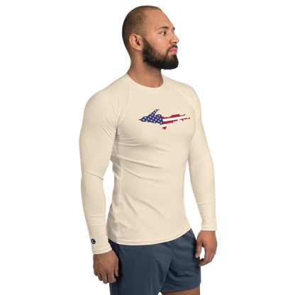 Michigan Upper Peninsula Rash Guard (w/ UP USA Flag) | Men's - Champagne White