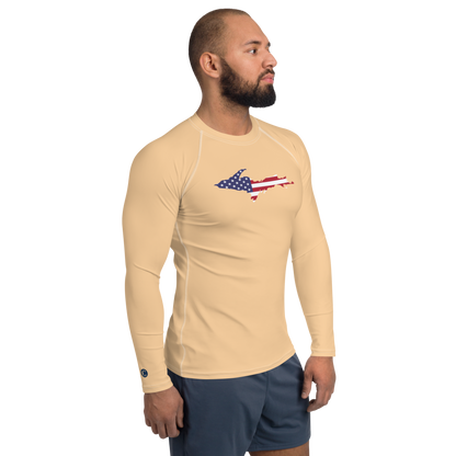 Michigan Upper Peninsula Rash Guard (w/ UP USA Flag) | Men's - Pale Apricot