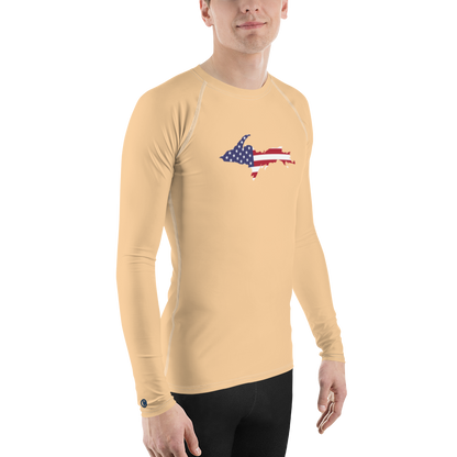 Michigan Upper Peninsula Rash Guard (w/ UP USA Flag) | Men's - Pale Apricot