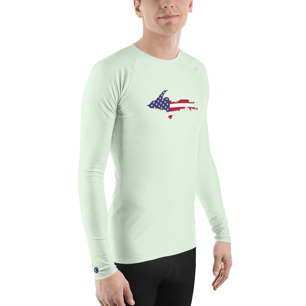 Michigan Upper Peninsula Rash Guard (w/ UP USA Flag) | Men's - Dew Green