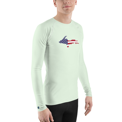 Michigan Upper Peninsula Rash Guard (w/ UP USA Flag) | Men's - Dew Green