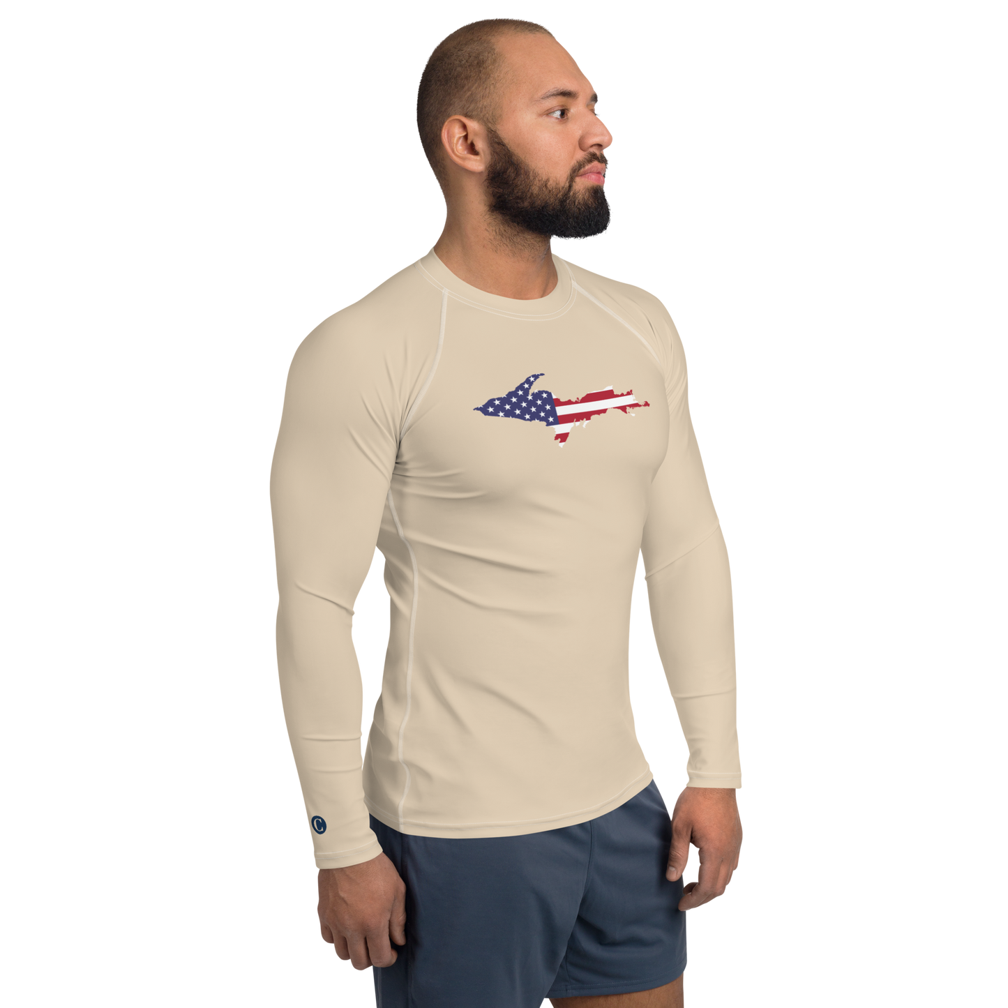 Michigan Upper Peninsula Rash Guard (w/ UP USA Flag) | Men's - Canvas Color