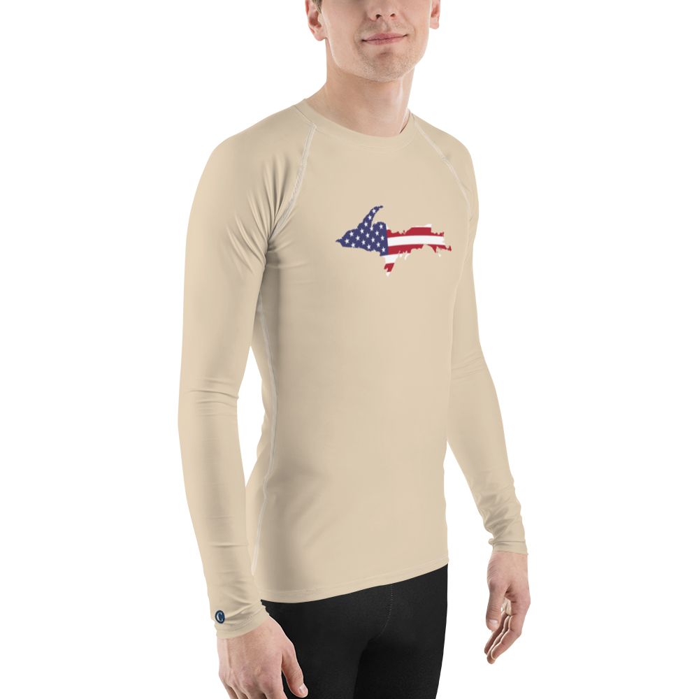 Michigan Upper Peninsula Rash Guard (w/ UP USA Flag) | Men's - Canvas Color