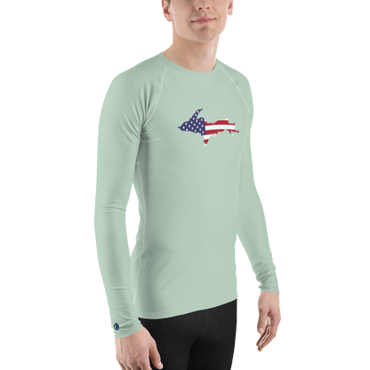 Michigan Upper Peninsula Rash Guard (w/ UP USA Flag) | Men's - Sea Green