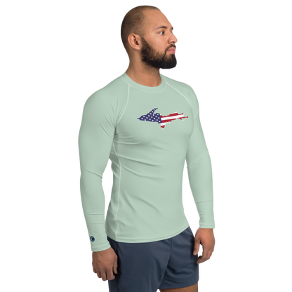 Michigan Upper Peninsula Rash Guard (w/ UP USA Flag) | Men's - Sea Green