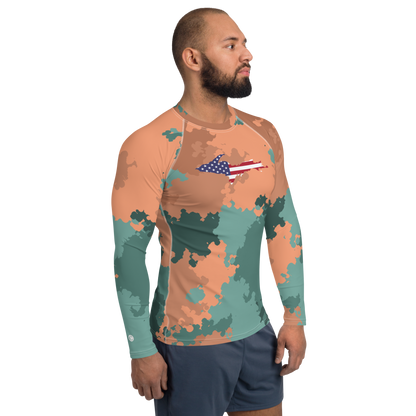 Michigan Upper Peninsula Rash Guard (w/ UP USA Flag) | Men's - Copper Country Camo