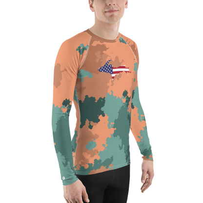 Michigan Upper Peninsula Rash Guard (w/ UP USA Flag) | Men's - Copper Country Camo