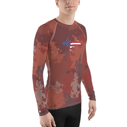 Michigan Upper Peninsula Rash Guard (w/ UP USA Flag) | Men's - Ore Dock Camo