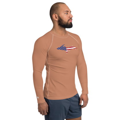 Michigan Upper Peninsula Rash Guard (w/ UP USA Flag) | Men's - Copper Color