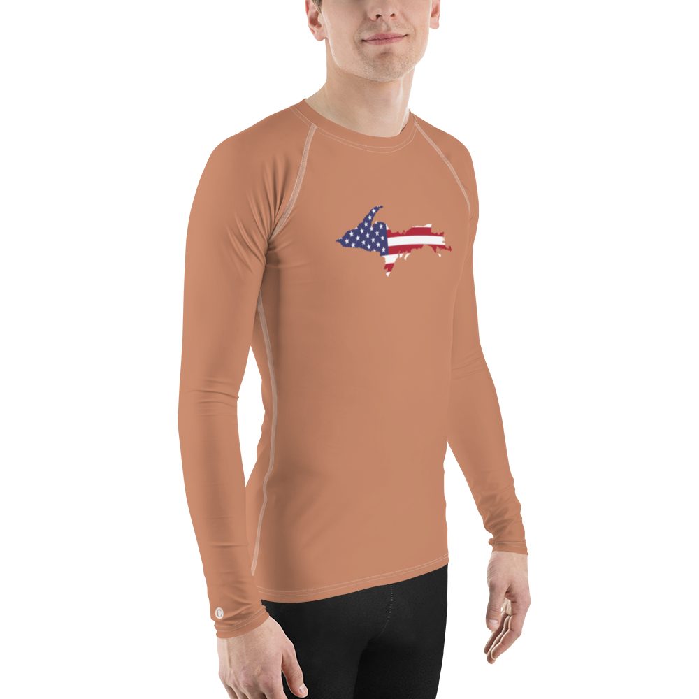 Michigan Upper Peninsula Rash Guard (w/ UP USA Flag) | Men's - Copper Color