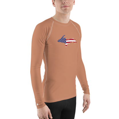 Michigan Upper Peninsula Rash Guard (w/ UP USA Flag) | Men's - Copper Color