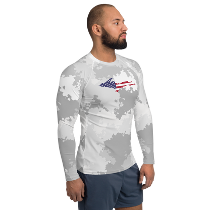 Michigan Upper Peninsula Rash Guard (w/ UP USA Flag) | Men's - Snow Camo