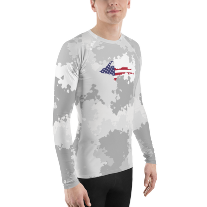 Michigan Upper Peninsula Rash Guard (w/ UP USA Flag) | Men's - Snow Camo