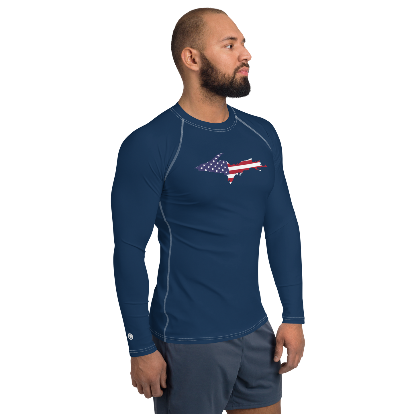 Michigan Upper Peninsula Rash Guard (w/ UP USA Flag) | Men's - Navy