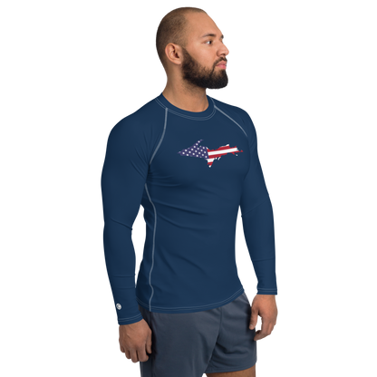 Michigan Upper Peninsula Rash Guard (w/ UP USA Flag) | Men's - Navy