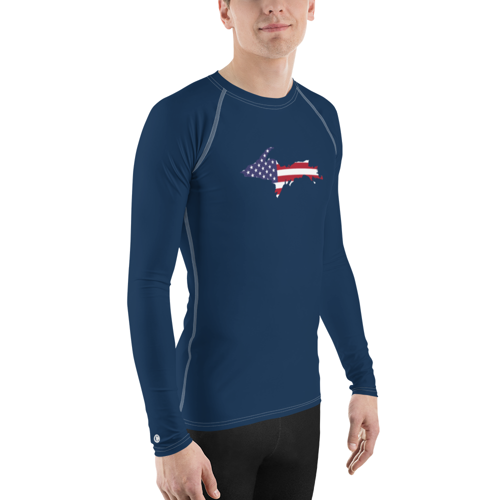 Michigan Upper Peninsula Rash Guard (w/ UP USA Flag) | Men's - Navy