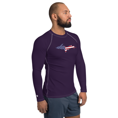 Michigan Upper Peninsula Rash Guard (w/ UP USA Flag) | Men's - Blackcurrant