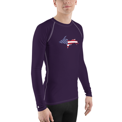 Michigan Upper Peninsula Rash Guard (w/ UP USA Flag) | Men's - Blackcurrant