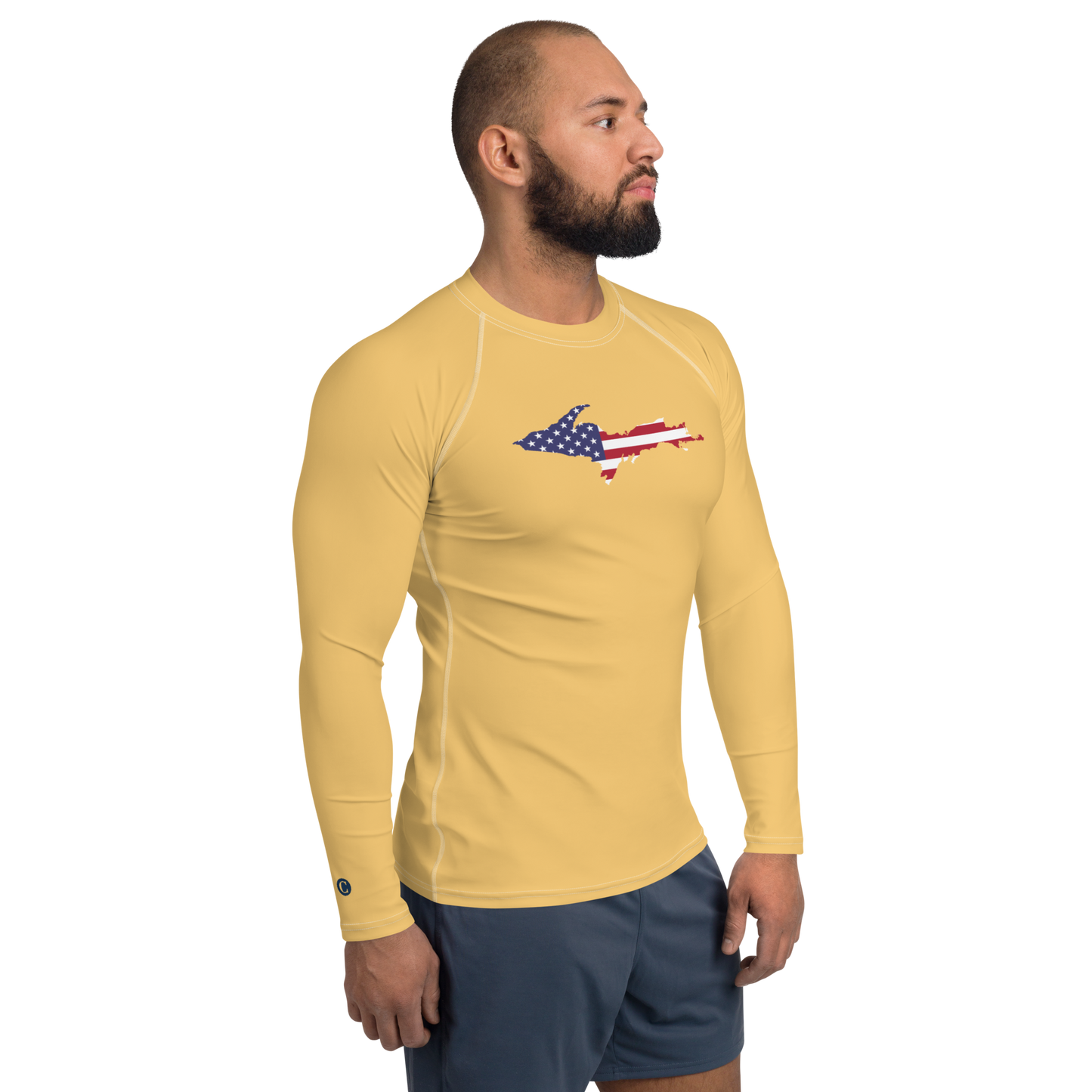 Michigan Upper Peninsula Rash Guard (w/ UP USA Flag) | Men's - Citrine