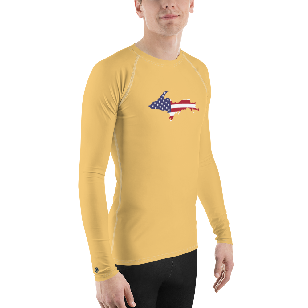 Michigan Upper Peninsula Rash Guard (w/ UP USA Flag) | Men's - Citrine