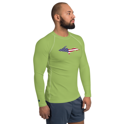 Michigan Upper Peninsula Rash Guard (w/ UP USA Flag) | Men's - Gooseberry Green