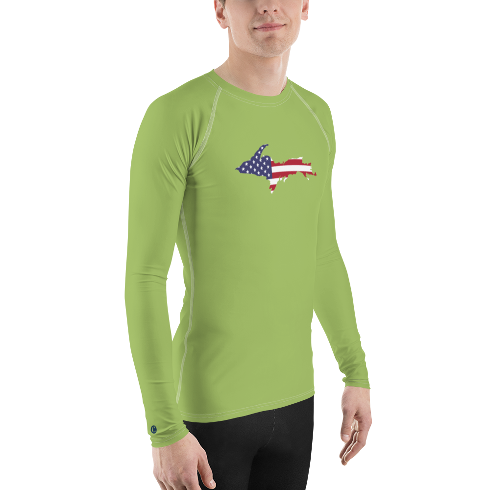 Michigan Upper Peninsula Rash Guard (w/ UP USA Flag) | Men's - Gooseberry Green