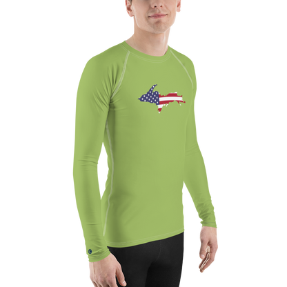 Michigan Upper Peninsula Rash Guard (w/ UP USA Flag) | Men's - Gooseberry Green