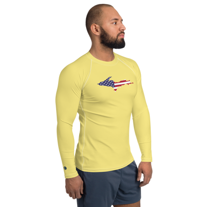 Michigan Upper Peninsula Rash Guard (w/ UP USA Flag) | Men's - Cherry Yellow