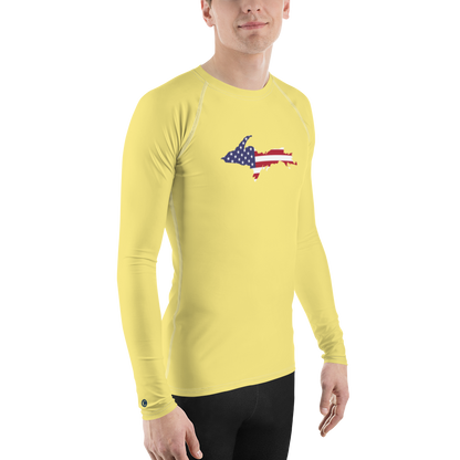 Michigan Upper Peninsula Rash Guard (w/ UP USA Flag) | Men's - Cherry Yellow