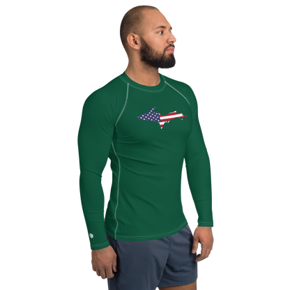 Michigan Upper Peninsula Rash Guard (w/ UP USA Flag) | Men's - Green