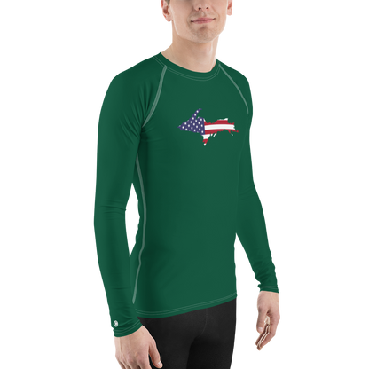 Michigan Upper Peninsula Rash Guard (w/ UP USA Flag) | Men's - Green