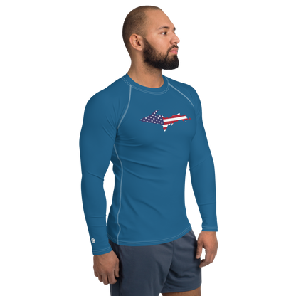 Michigan Upper Peninsula Rash Guard (w/ UP USA Flag) | Men's - Blueberry