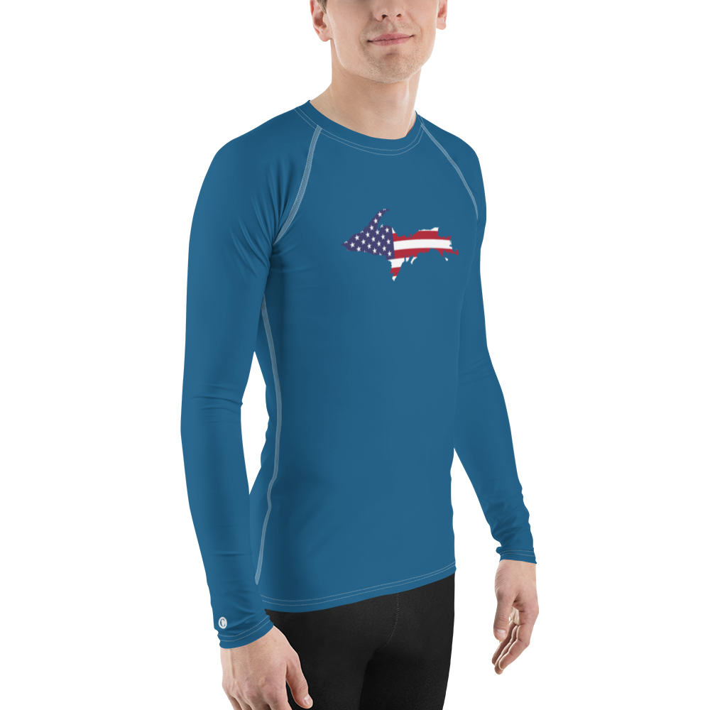 Michigan Upper Peninsula Rash Guard (w/ UP USA Flag) | Men's - Blueberry