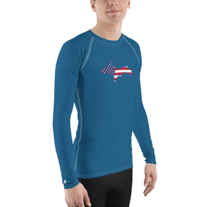 Michigan Upper Peninsula Rash Guard (w/ UP USA Flag) | Men's - Blueberry