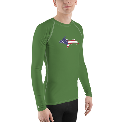 Michigan Upper Peninsula Rash Guard (w/ UP USA Flag) | Men's - Pine Green