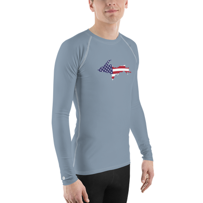 Michigan Upper Peninsula Rash Guard (w/ UP USA Flag) | Men's - B-24 Grey