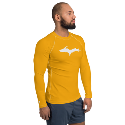 Michigan Upper Peninsula Rash Guard (w/ UP Outline) | Men's - Birch Leaf Orange