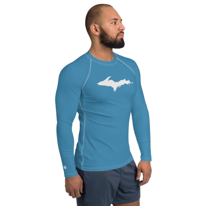 Michigan Upper Peninsula Rash Guard (w/ UP Outline) | Men's - Lake Michigan Blue