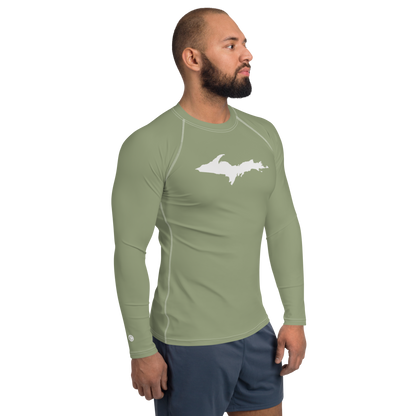 Michigan Upper Peninsula Rash Guard (w/ UP Outline) | Men's - Beachgrass Green