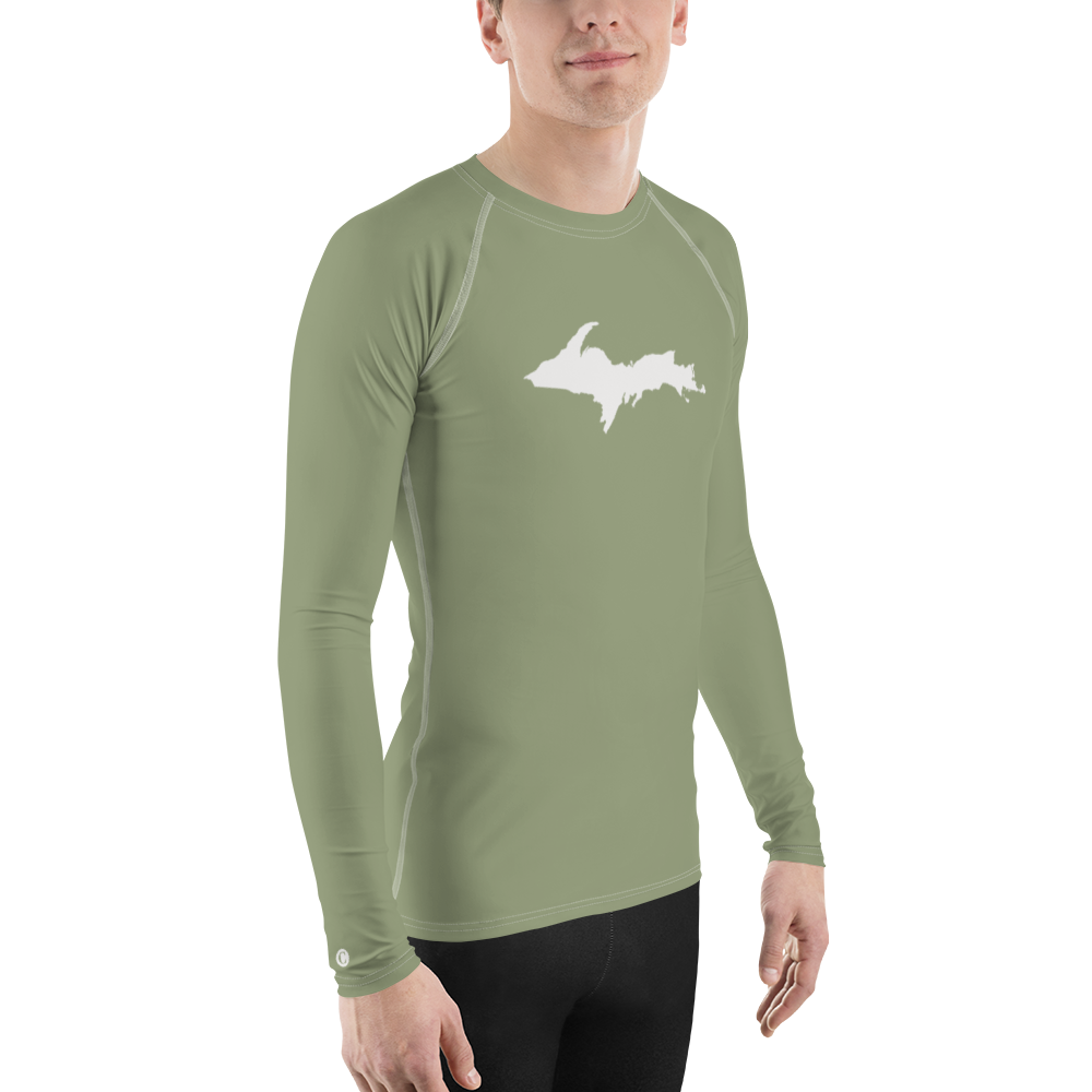 Michigan Upper Peninsula Rash Guard (w/ UP Outline) | Men's - Beachgrass Green