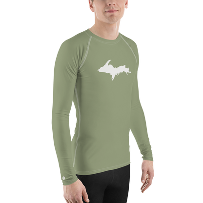 Michigan Upper Peninsula Rash Guard (w/ UP Outline) | Men's - Beachgrass Green