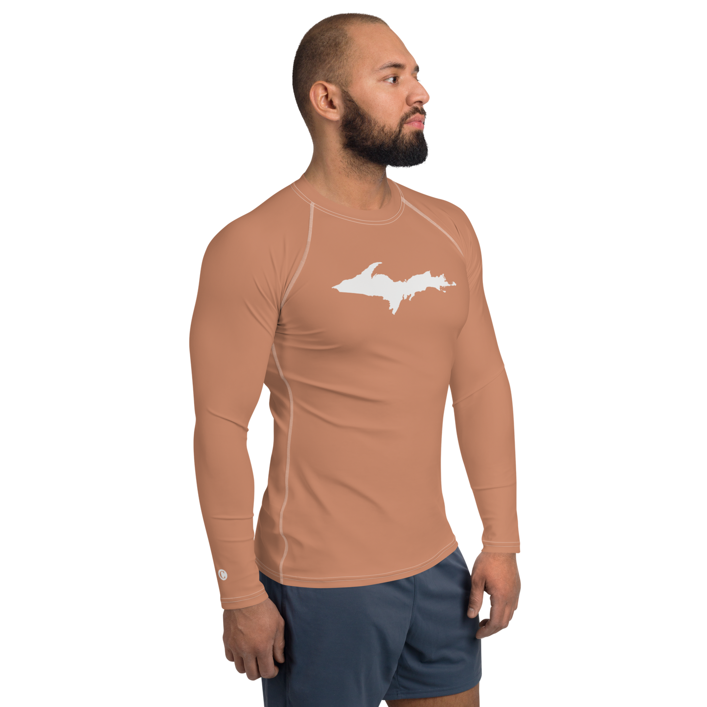 Michigan Upper Peninsula Rash Guard (w/ UP Outline) | Men's - Copper Color