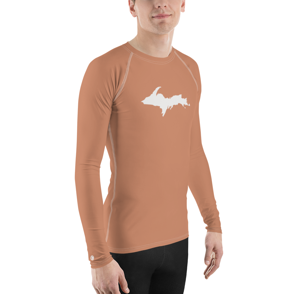 Michigan Upper Peninsula Rash Guard (w/ UP Outline) | Men's - Copper Color