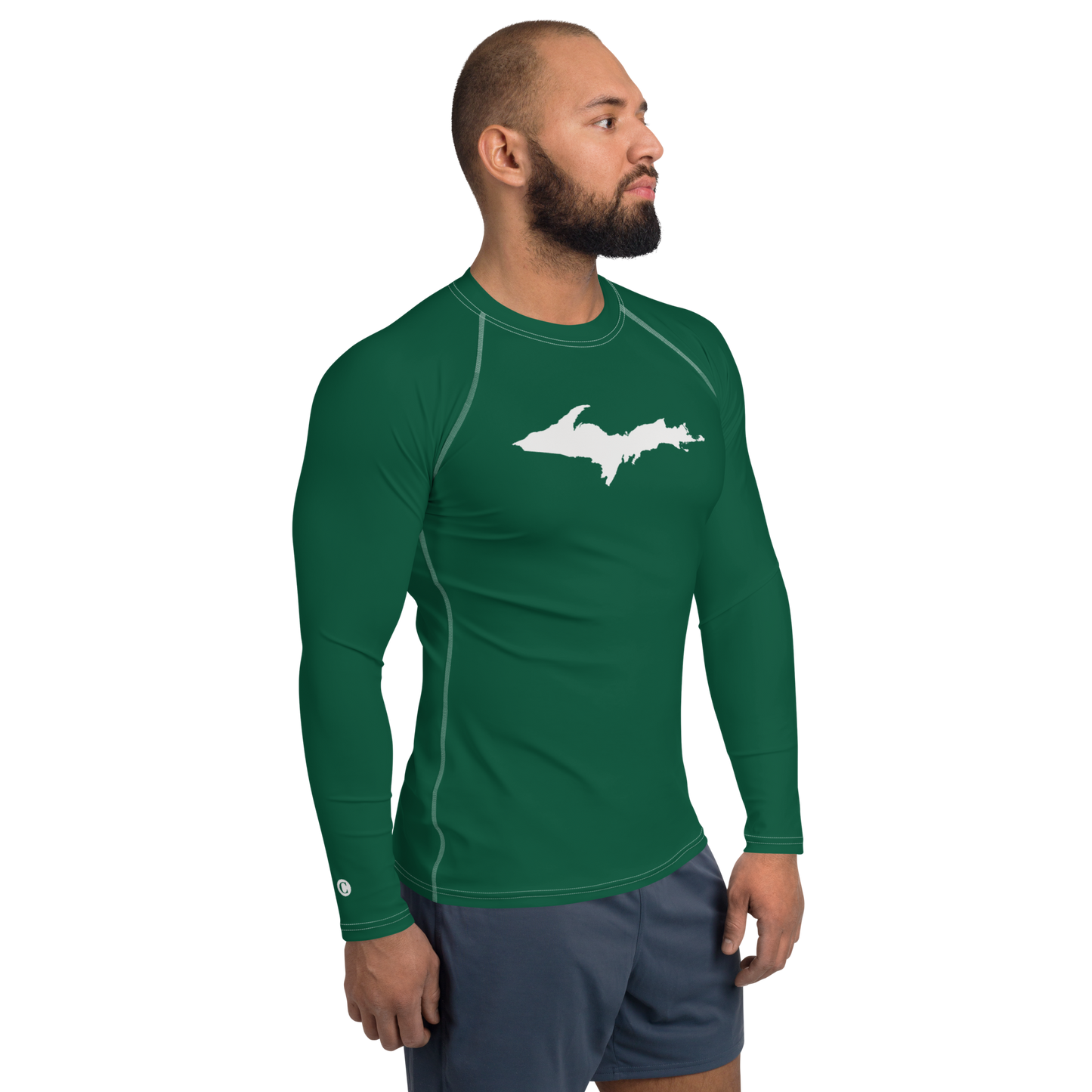 Michigan Upper Peninsula Rash Guard (w/ UP Outline) | Men's - Superior Green