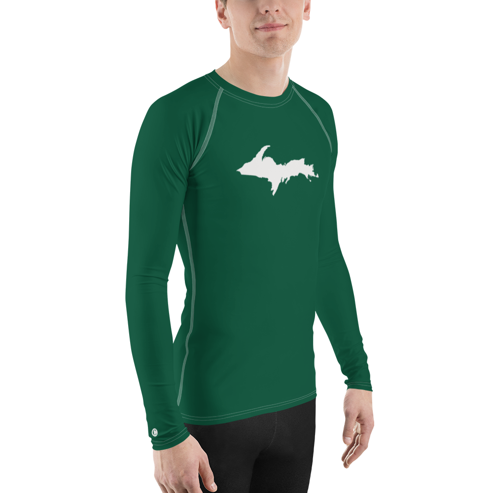 Michigan Upper Peninsula Rash Guard (w/ UP Outline) | Men's - Superior Green