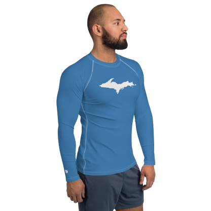 Michigan Upper Peninsula Rash Guard (w/ UP Outline) | Men's - Lake Superior Blue